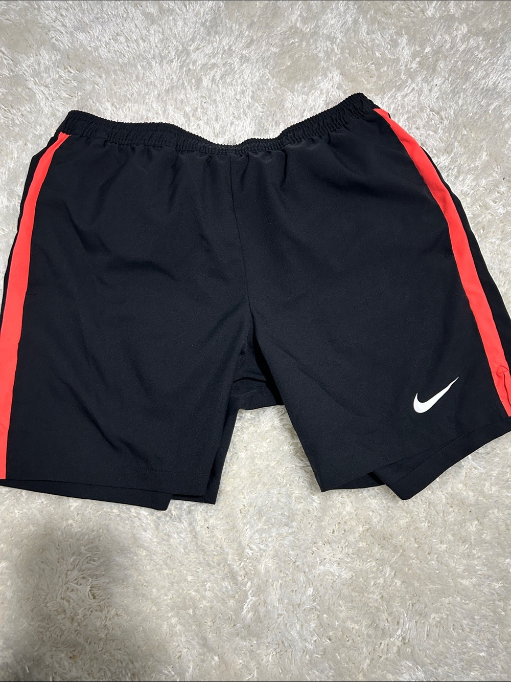Men’s Nike Black Athletic Shorts with Neon Orange Side Panels size L